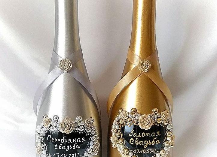 Как украсить шампанское на свадьбу